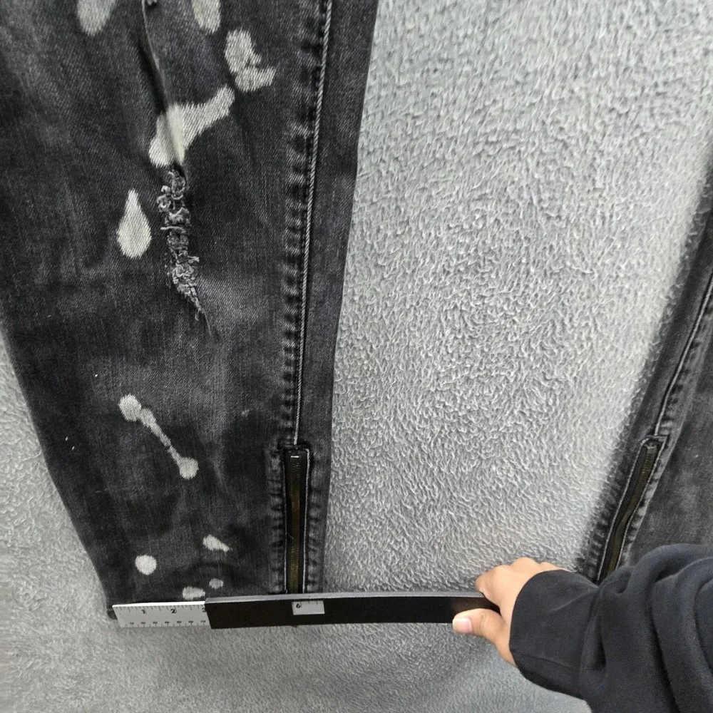 True Religion Men Jeans 36 Black Paint Splatter‎ Rocco Relaxed Skinny Grunge Y2K